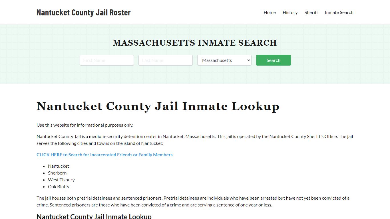 Nantucket County Jail Roster Lookup, MA, Inmate Search