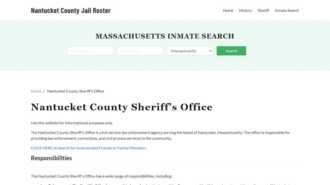 Nantucket County Sheriff Office, MA, Arrest Warrants Search